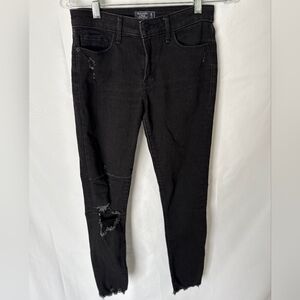 ​Abercrombie & Fitch Harper Low Rise Black Skinny Jeans | Distressed Hem Size 2